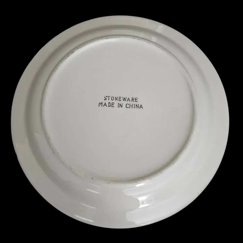 Sunshine Seed Company Floral Garden Dinner Plate Blue Check Stoneware